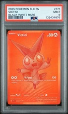 2025 POKEMON BLK EN-BLACK BOLT BLACK WHITE RARE #171 VICTINI PSA 9 - Image 2