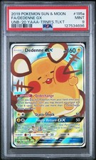 2019 POKEMON SUN & MOON UNBROKEN BONDS #195A FULL ART/DEDENNE GX PSA 9 - Image 2