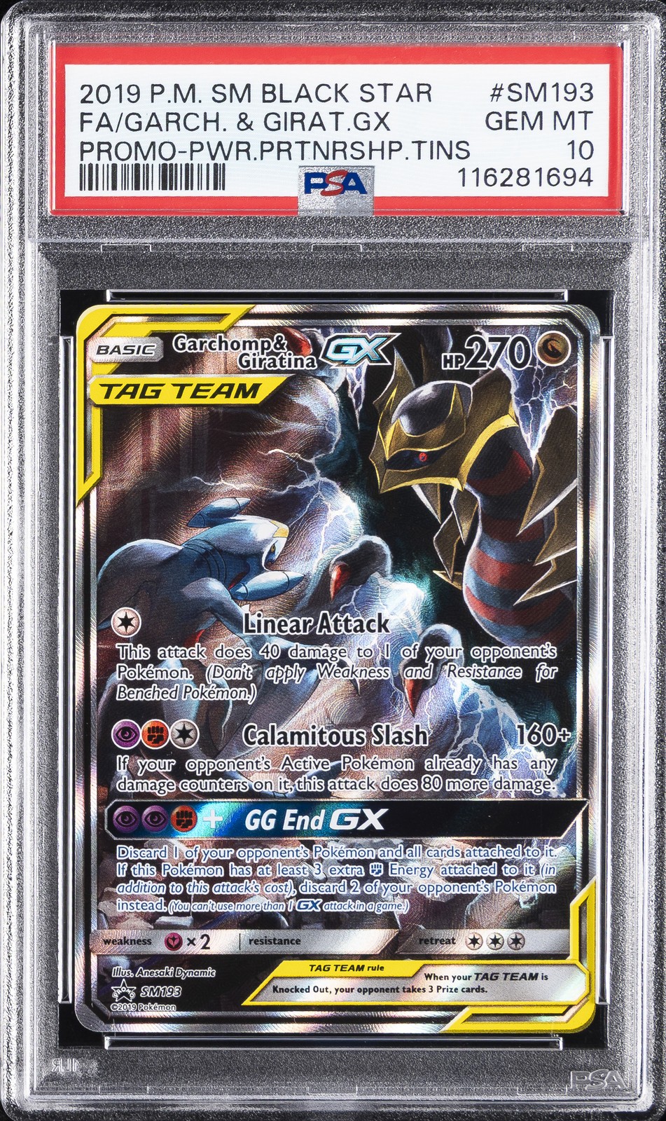 2019 POKEMON SM BLACK STAR PROMO #SM193 FULL ART/GARCHOMP & GIRATINA GX PSA 10 - Image 1