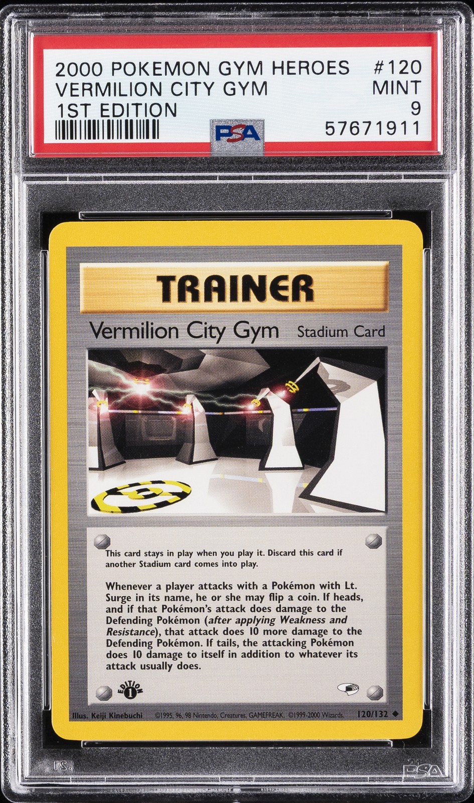 2000 POKEMON GYM HEROES 1ST ED #120 VERMILION CITY GYM PSA 9