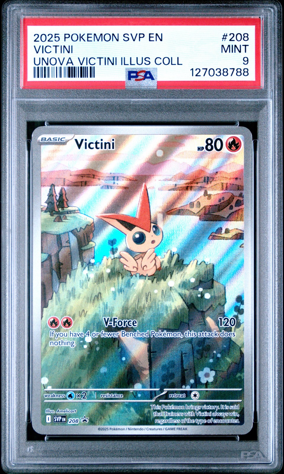 2025 POKEMON SVP EN-SV BLACK STAR PROMO #208 VICTINI PSA 9 - Image 1