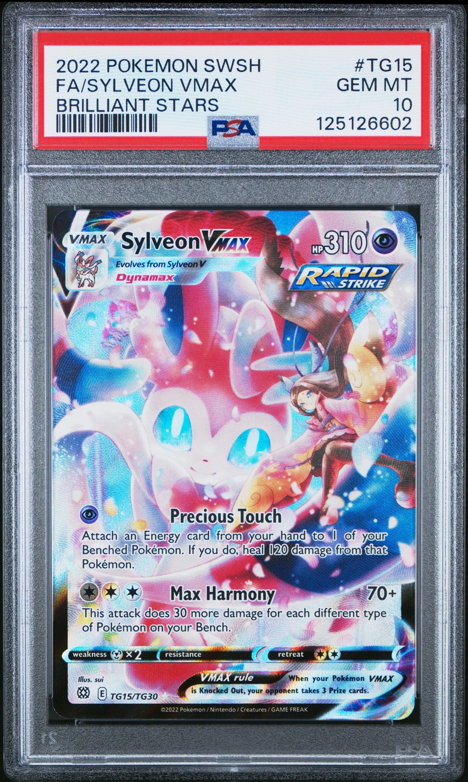 2022 POKEMON SWORD & SHIELD BRILLIANT STARS #TG15 FULL ART/SYLVEON VMAX PSA 10 - Image 1