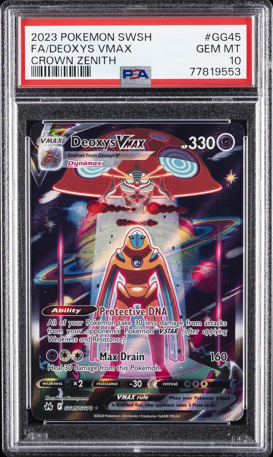 2023 POKEMON SWORD & SHIELD CROWN ZENITH #GG45 FULL ART/DEOXYS VMAX PSA 10 - Image 1