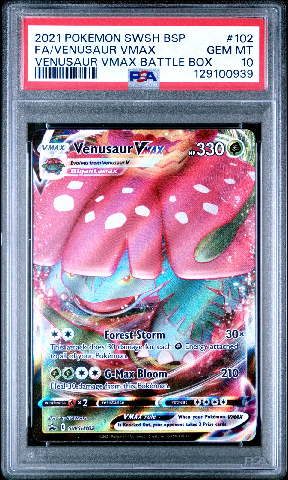 2021 POKEMON SWSH BLACK STAR PROMO #102 FULL ART/VENUSAUR VMAX PSA 10 - Image 1