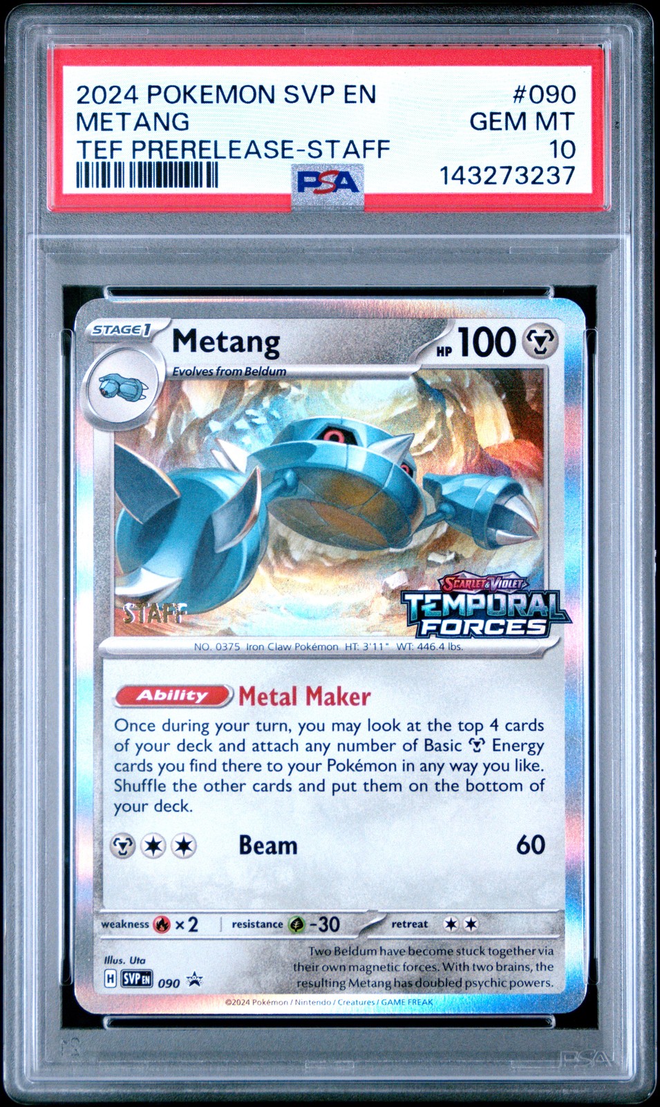 2024 POKEMON SVP EN-SV BLACK STAR PROMO #090 METANG PSA 10