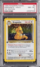1999 POKEMON FOSSIL 1ST ED #4 DRAGONITE-HOLO PSA 8 - Image 2