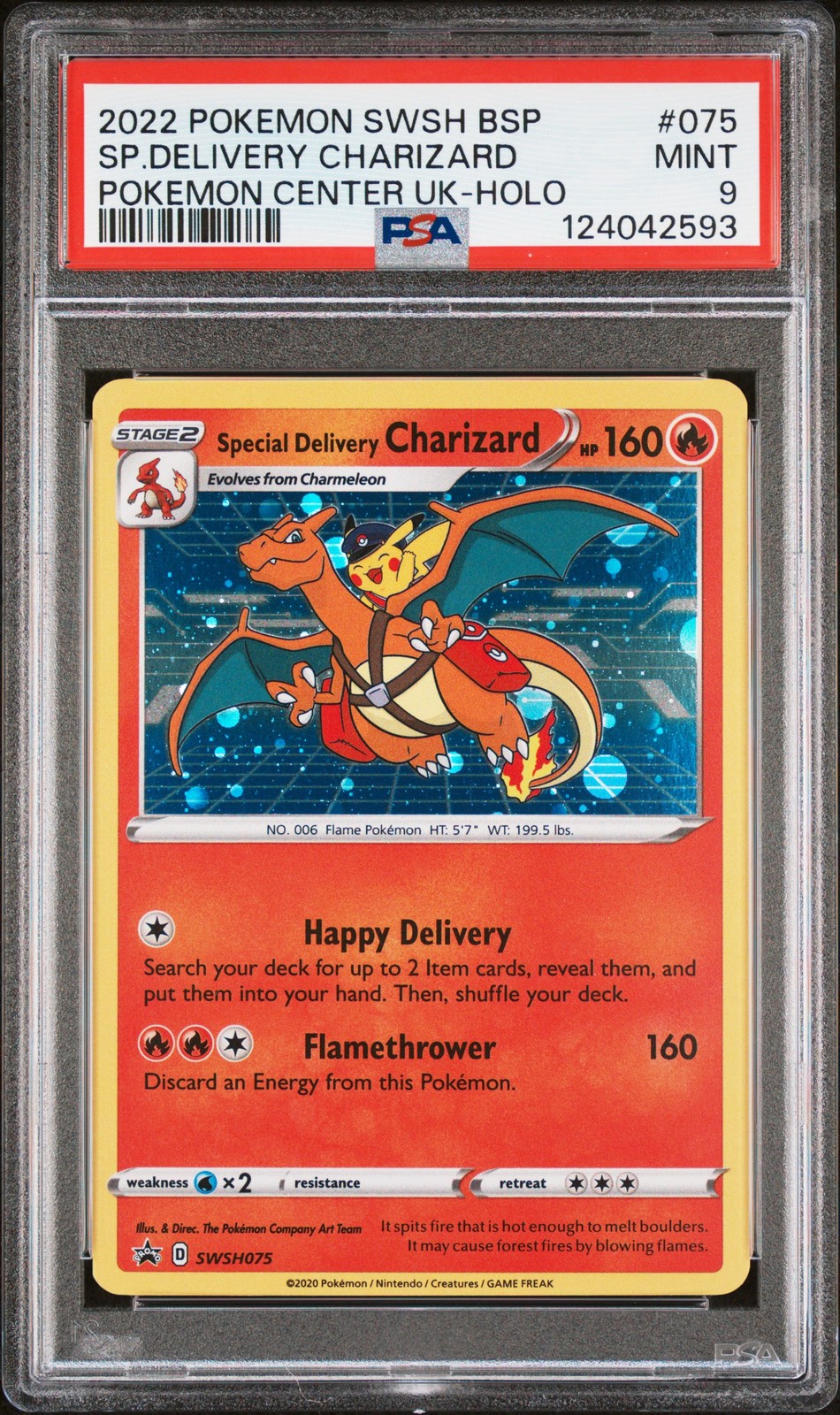 2022 POKEMON SWSH BLACK STAR PROMO #075 SPECIAL DELIVERY CHARIZARD-HOLO PSA 9 - Image 1