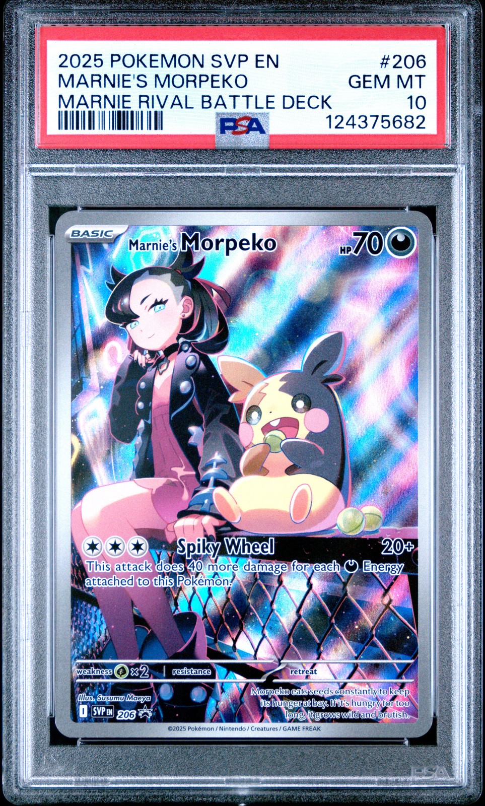 2025 POKEMON SVP EN-SV BLACK STAR PROMO #206 MARNIE'S MORPEKO PSA 10 - Image 1