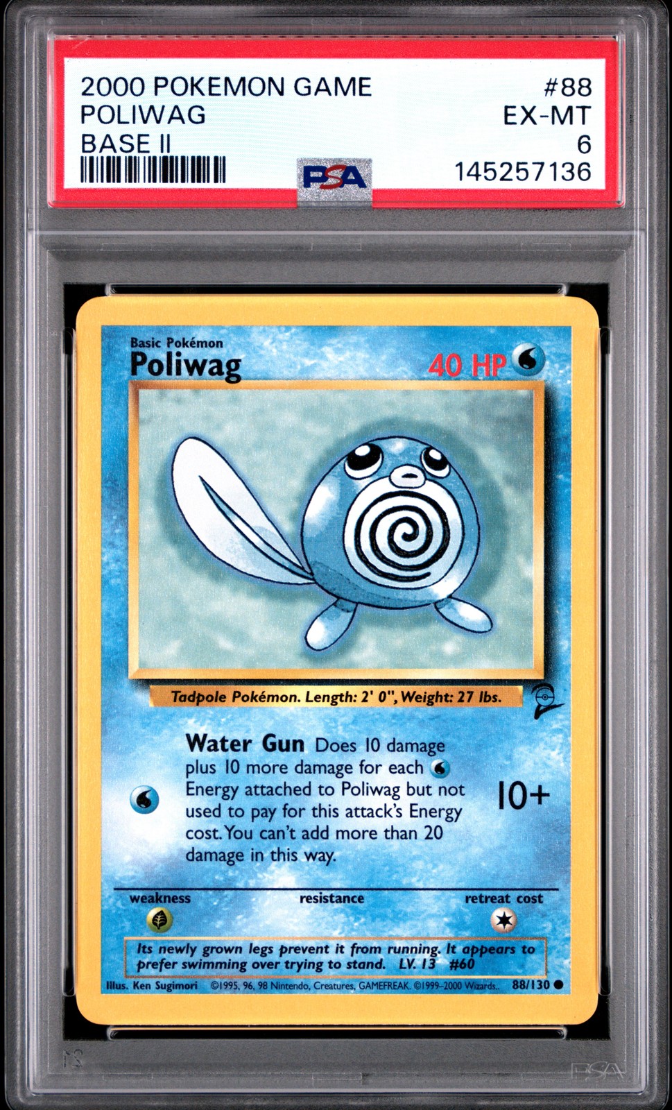2000 POKEMON GAME BASE II #88 POLIWAG PSA 6