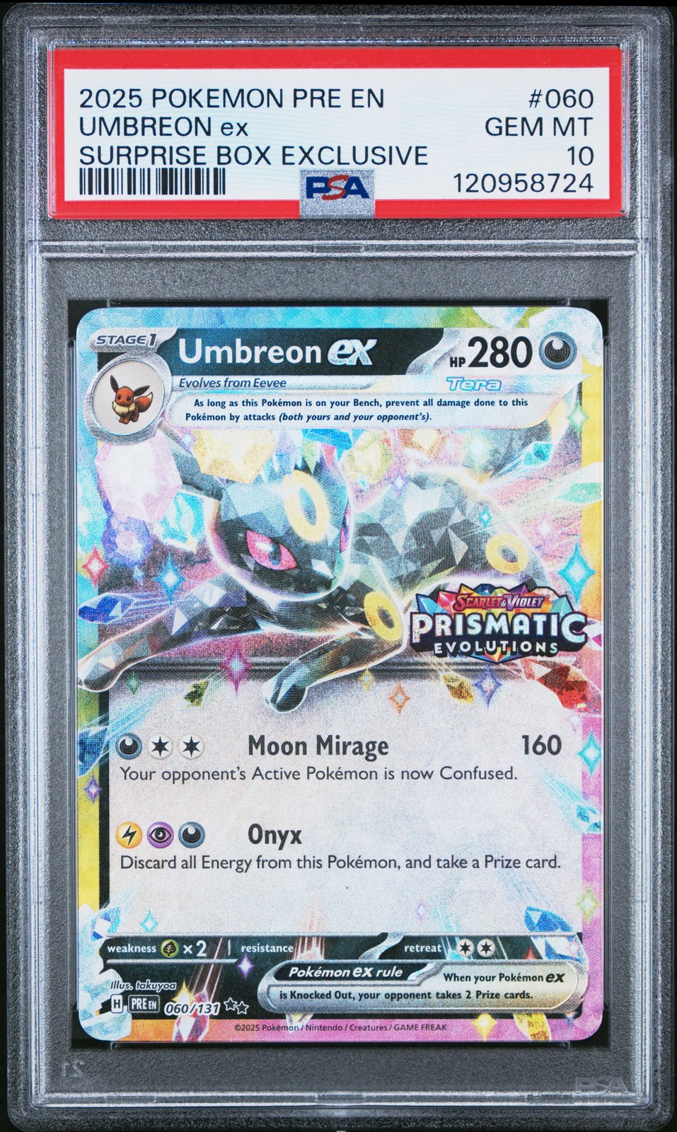 2025 POKEMON PRE EN-PRISMATIC EVOLUTIONS #060 UMBREON EX PSA 10 - Image 1