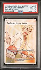 2019 POKEMON SUN & MOON COSMIC ECLIPSE FULL ART/PROFESSOR OAK'S SETUP PSA 10 - Image 2