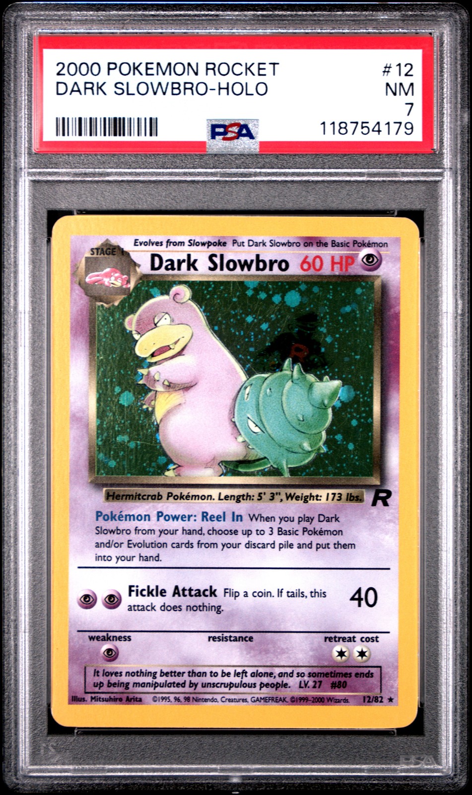 2000 POKEMON ROCKET #12 DARK SLOWBRO-HOLO PSA 7 - Image 1
