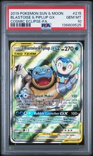 2019 POKEMON SUN & MOON COSMIC ECLIPSE FULL ART/BLASTOISE & PIPLUP GX PSA 10 - Image 2