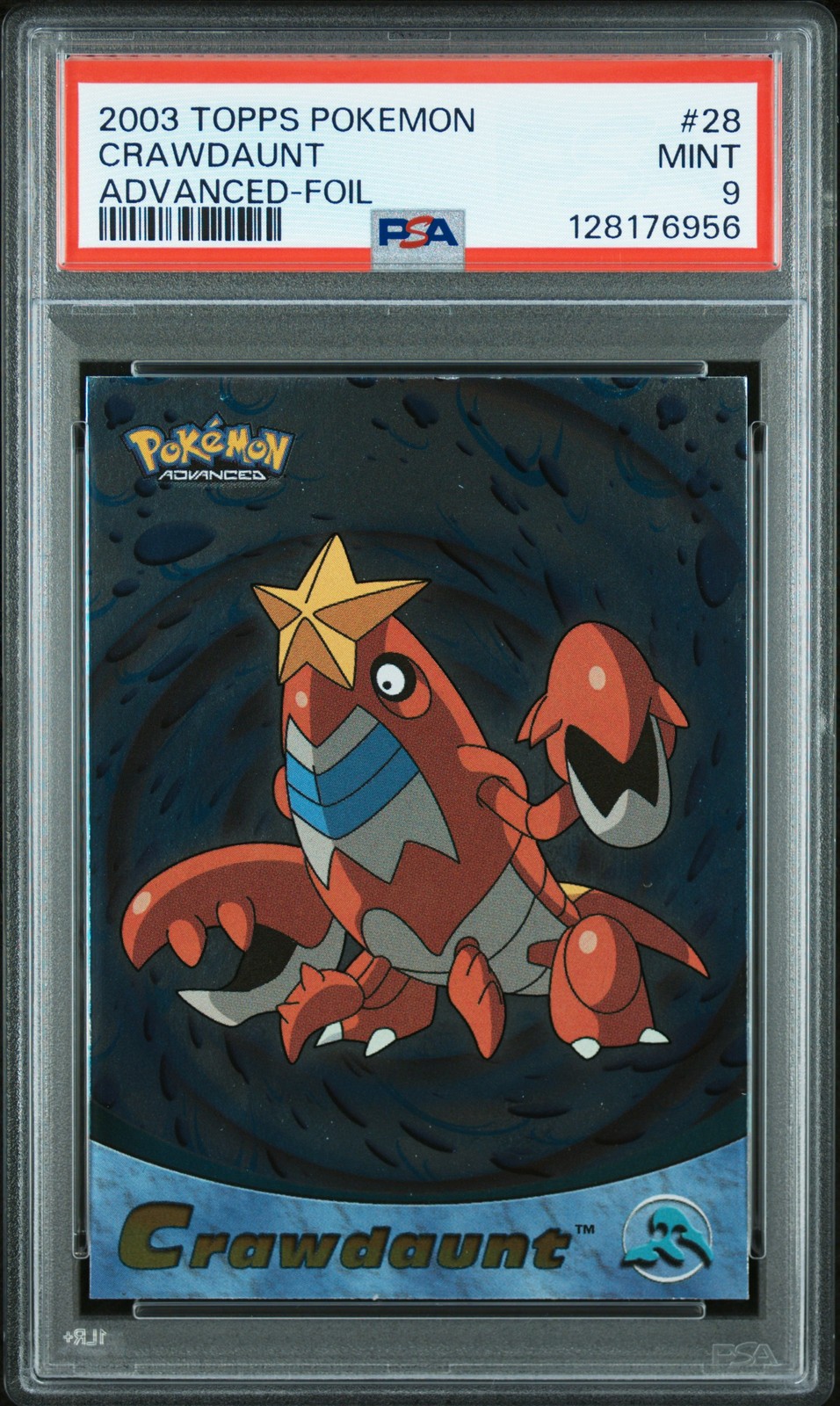 2003 TOPPS POKEMON ADVANCED FOIL #28 CRAWDAUNT PSA 9 - Image 1