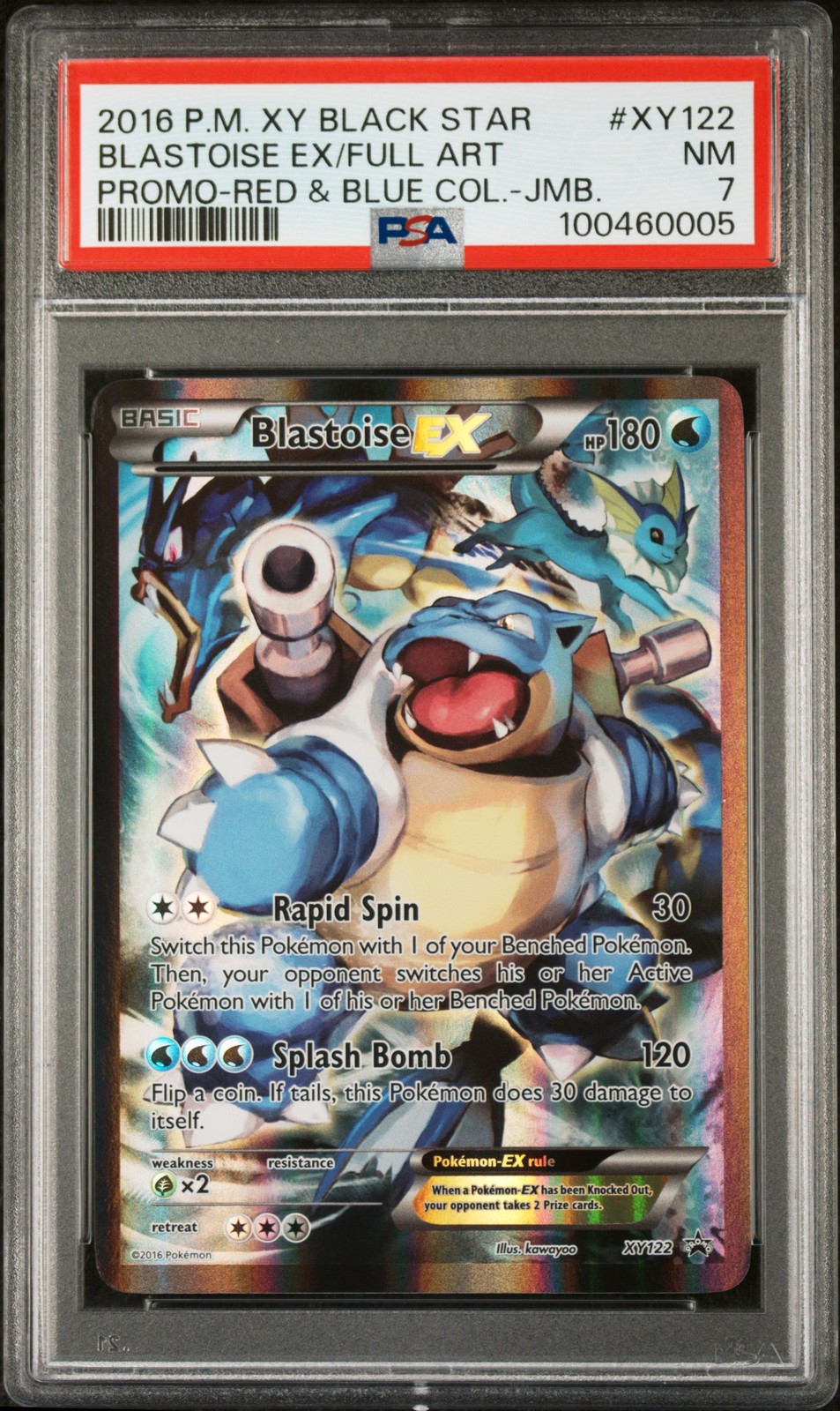2016 POKEMON XY BLACK STAR PROMO RED & BLUE COLL-TAG FULL ART/BLASTOISE EX PSA 7 - Image 1