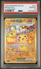 2024 POKEMON SSP EN-SURGING SPARKS HYPER RARE #247 PIKACHU EX PSA 10 - Image 2