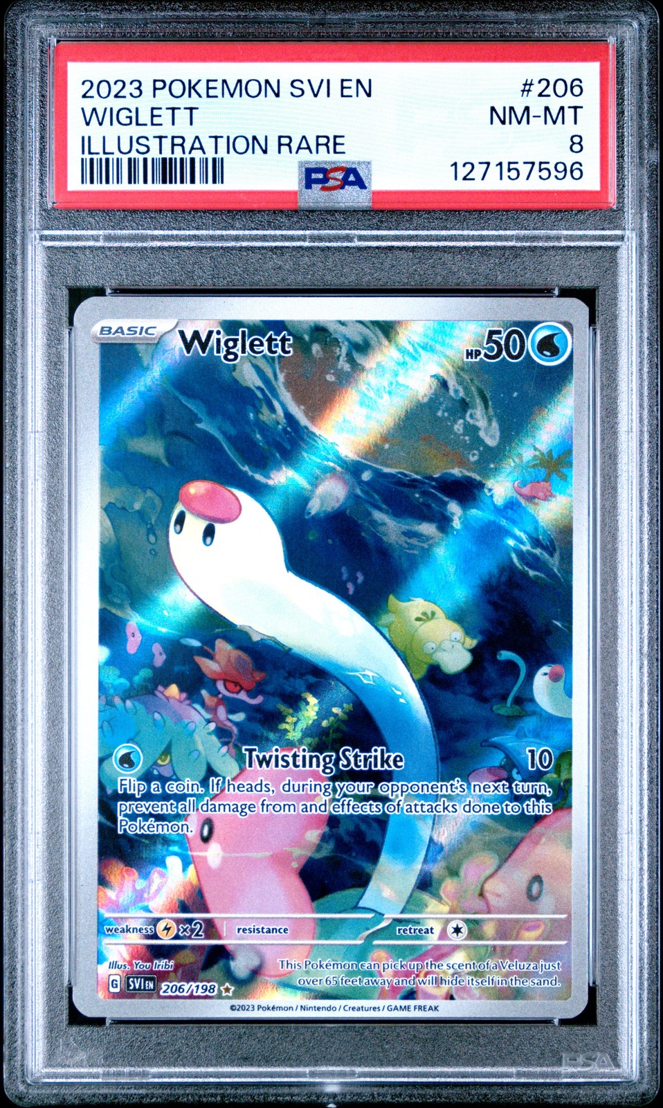 2023 POKEMON SVI EN-SCARLET & VIOLET ILLUSTRATION RARE #206 WIGLETT PSA 8 - Image 1