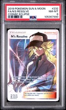 2019 POKEMON SUN & MOON COSMIC ECLIPSE #232 FULL ART/N'S RESOLVE PSA 8 - Image 2