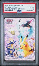 2020 POKEMON JPN S PROMO STICKER LET'S HAVE FUN! SPRING, POKEKA PSA 2 - Image 2