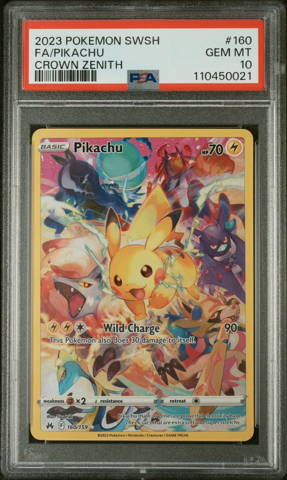 2023 POKEMON SWORD & SHIELD CROWN ZENITH #160 FULL ART/PIKACHU PSA 10 - Image 1