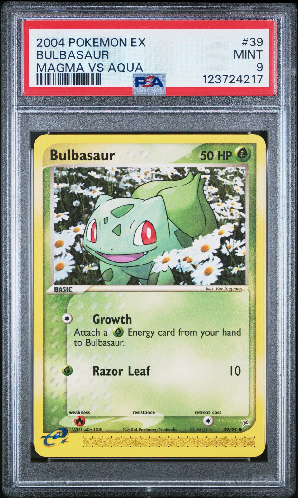 2004 POKEMON EX TEAM MAGMA VS TEAM AQUA #39 BULBASAUR PSA 9 - Image 1