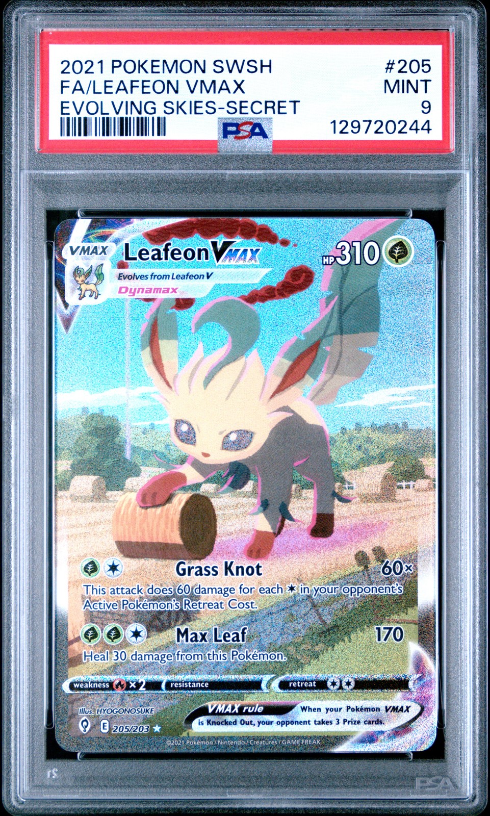 2021 POKEMON SWORD & SHIELD EVOLVING SKIES SECRET FULL ART/LEAFEON VMAX PSA 9 - Image 1