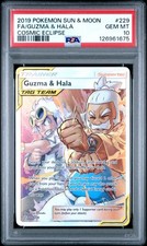 2019 POKEMON SUN & MOON COSMIC ECLIPSE #229 FULL ART/GUZMA & HALA PSA 10 - Image 2