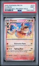 2025 POKEMON PRE EN-PRISMATIC EVOLUTIONS MASTER BALL REVERSE HOLO FLAREON PSA 9 - Image 2