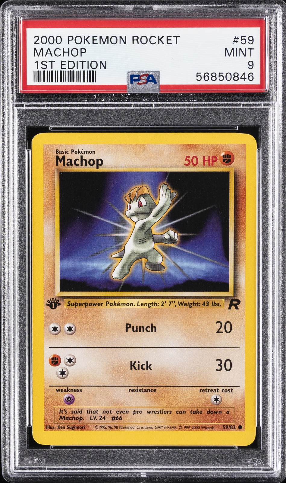 2000 POKEMON ROCKET 1ST ED #59 MACHOP PSA 9