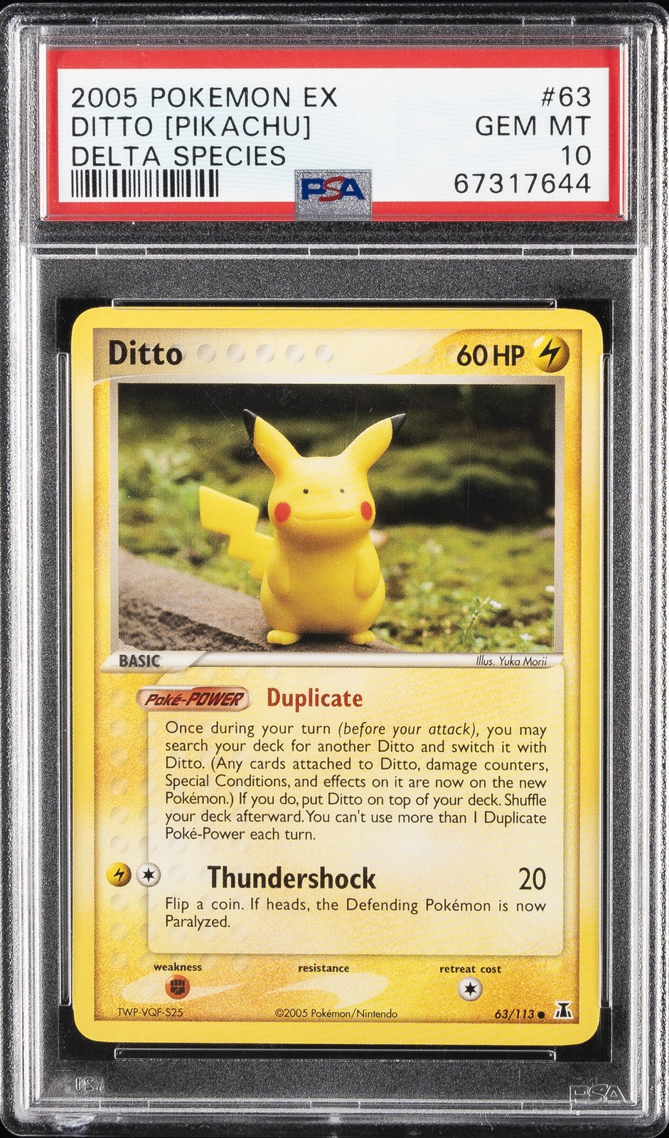 2005 POKEMON EX DELTA SPECIES #63 DITTO [PIKACHU] PSA 10