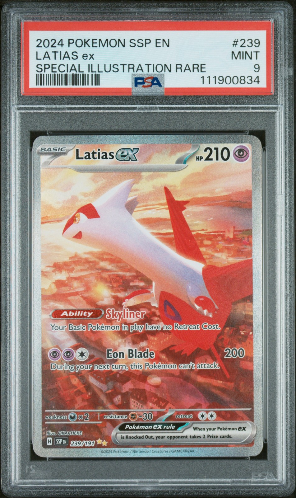 2024 POKEMON SSP EN-SURGING SPARKS SPECIAL ILLUSTRATION RARE LATIAS EX PSA 9