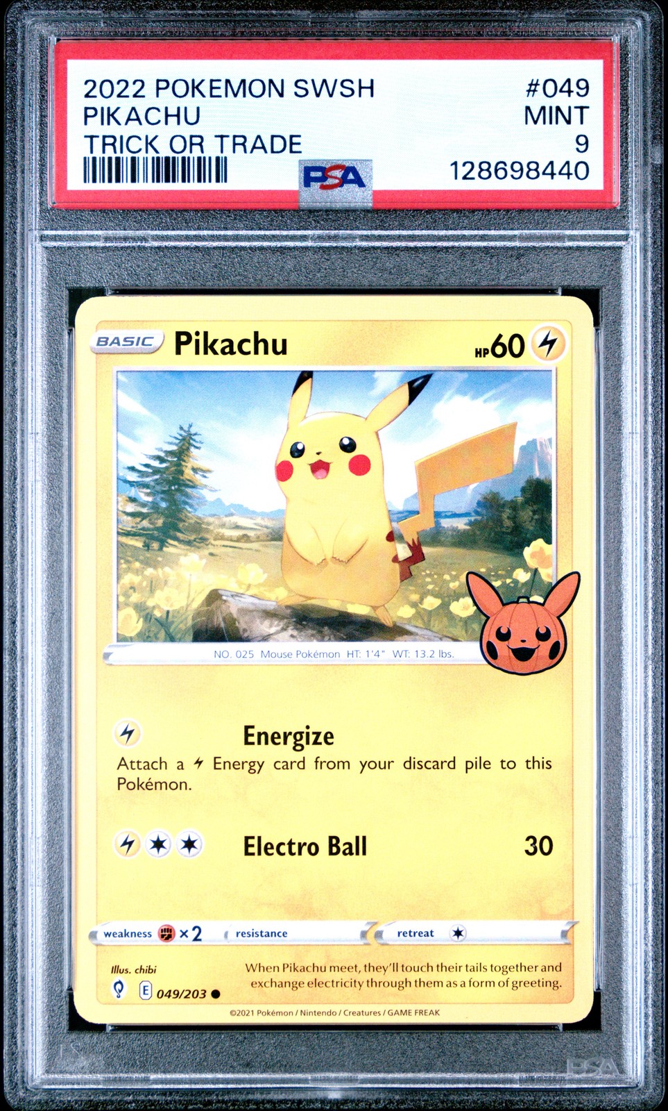 2021 POKEMON SWORD & SHIELD EVOLVING SKIES TRICK OR TRADE 2022 PIKACHU PSA 9