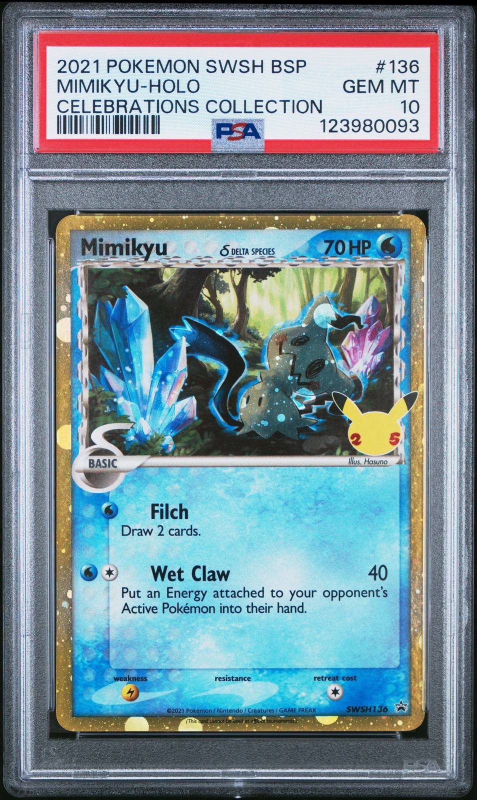 2021 POKEMON SWSH BLACK STAR PROMO CELEBRATIONS COLL #136 MIMIKYU-HOLO PSA 10