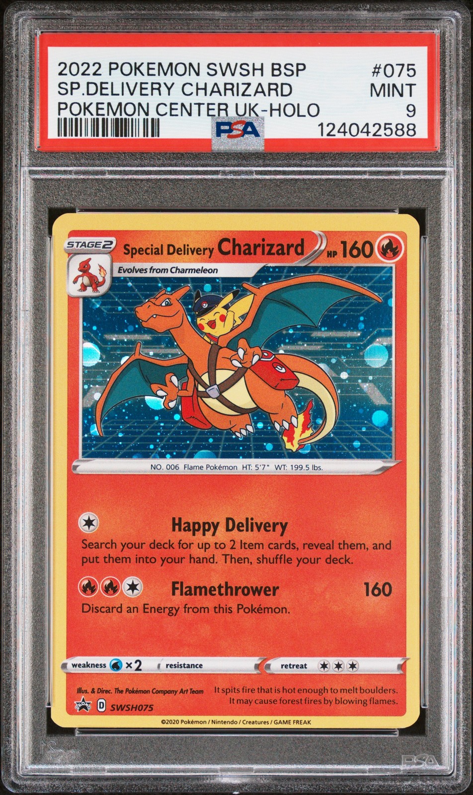 2022 POKEMON SWSH BLACK STAR PROMO #075 SPECIAL DELIVERY CHARIZARD-HOLO PSA 9