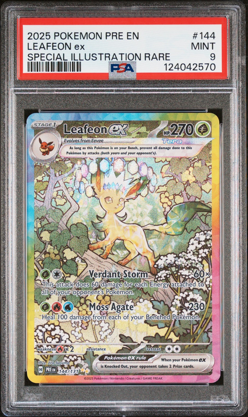 2025 POKEMON PRE EN-PRISMATIC EVOLUTIONS #144 LEAFEON EX PSA 9