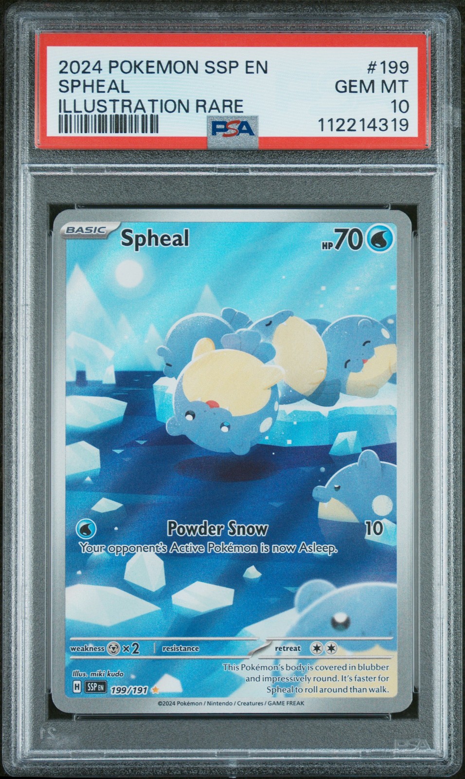 2024 POKEMON SSP EN-SURGING SPARKS ILLUSTRATION RARE #199 SPHEAL PSA 10