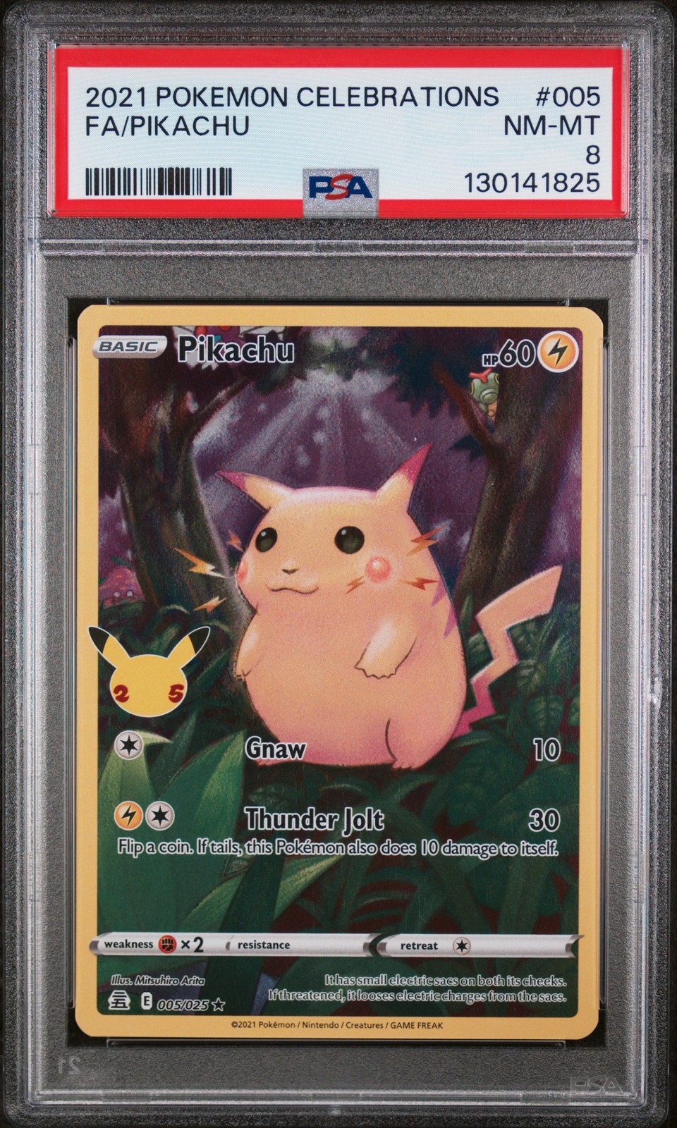 2021 POKEMON CELEBRATIONS #005 FULL ART/PIKACHU PSA 8