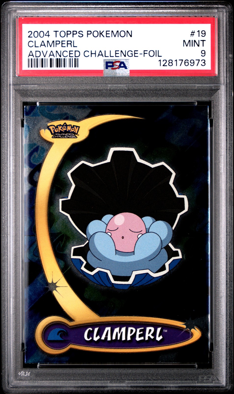 2004 TOPPS POKEMON ADVANCED CHALLENGE FOIL #19 CLAMPERL PSA 9