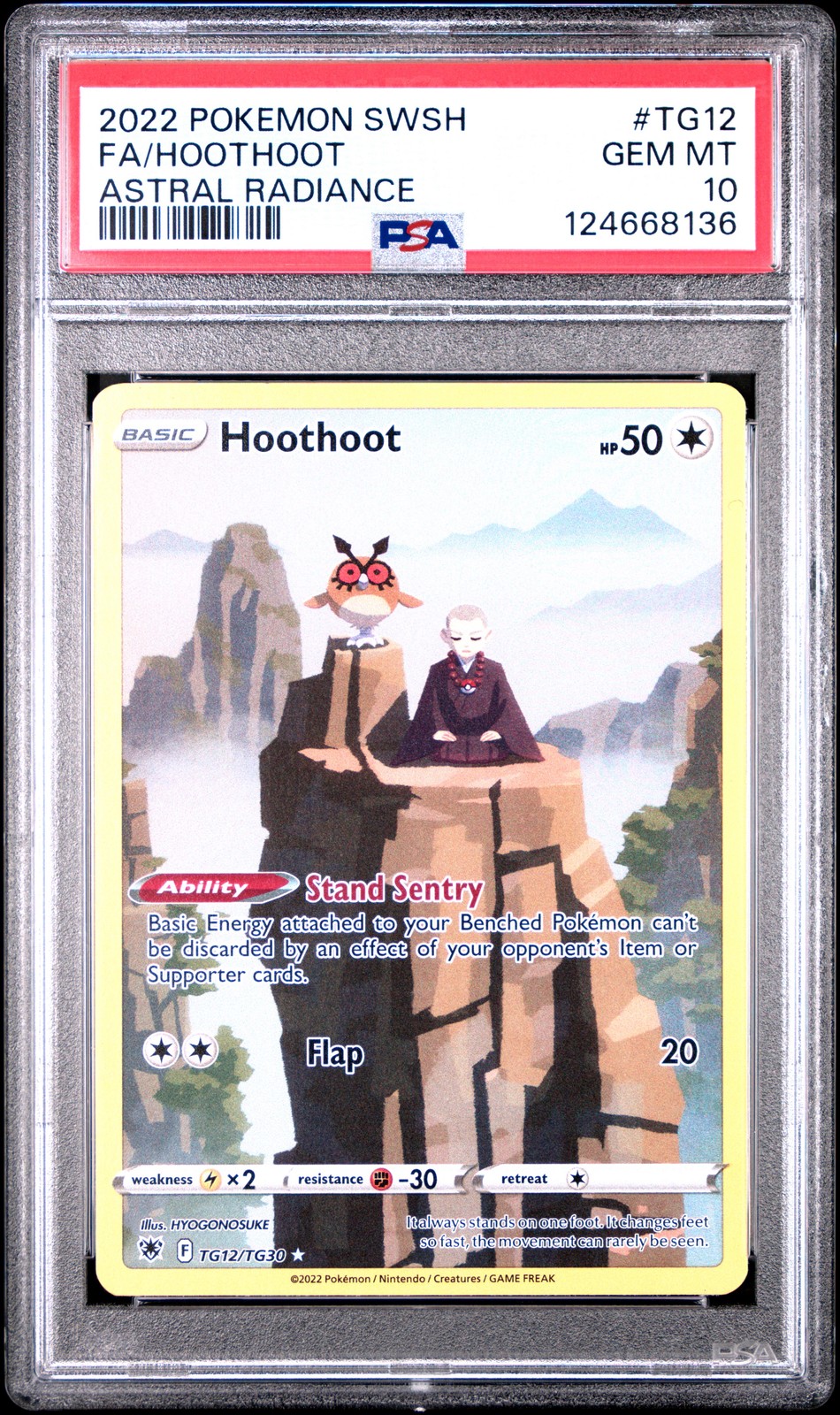 2022 POKEMON SWORD & SHIELD ASTRAL RADIANCE #TG12 FULL ART/HOOTHOOT PSA 10