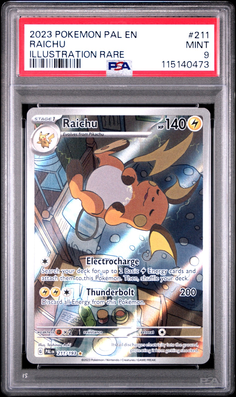 2023 POKEMON PAL EN-PALDEA EVOLVED ILLUSTRATION RARE #211 RAICHU PSA 9