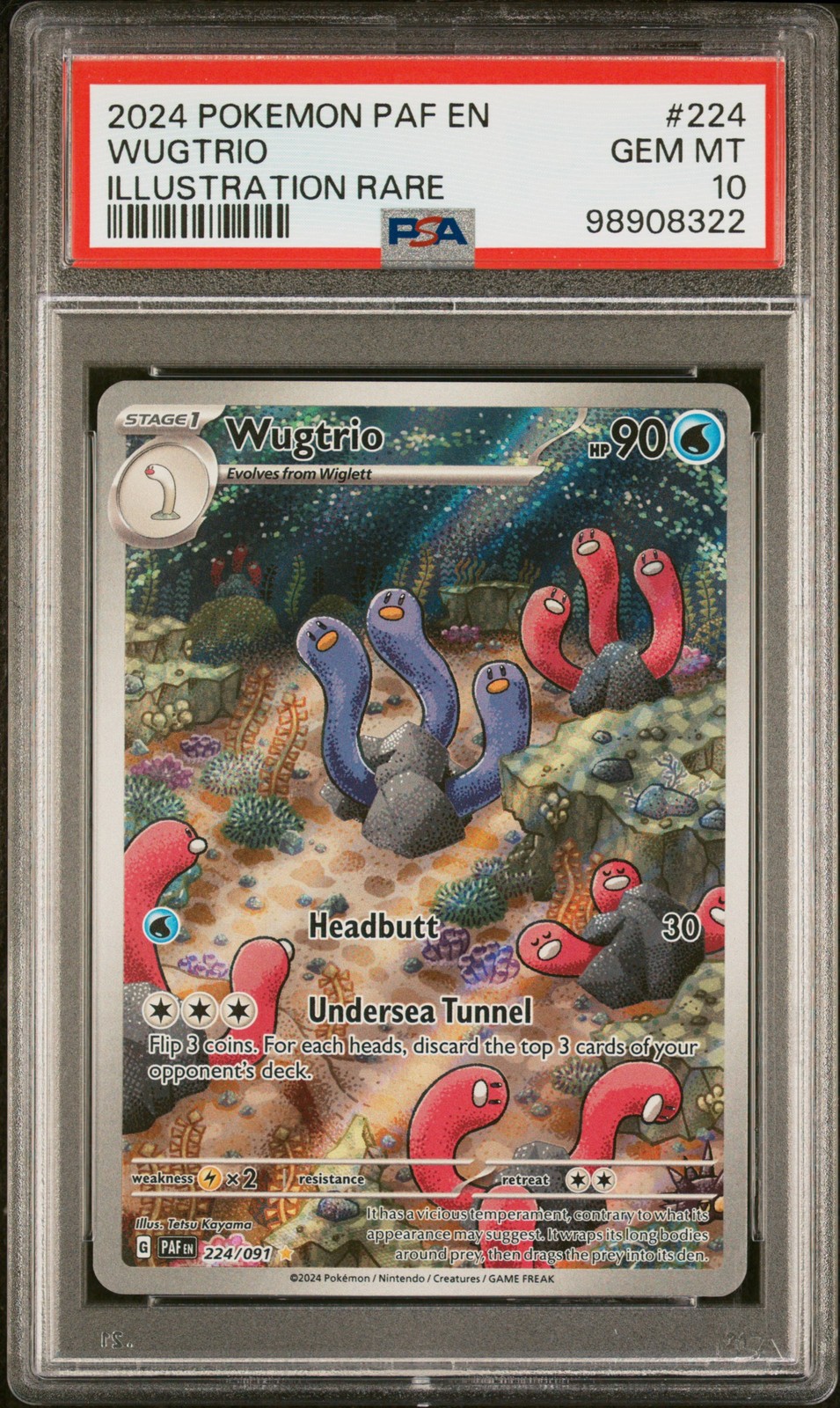 2024 POKEMON PAF EN-PALDEAN FATES ILLUSTRATION RARE #224 WUGTRIO PSA 10