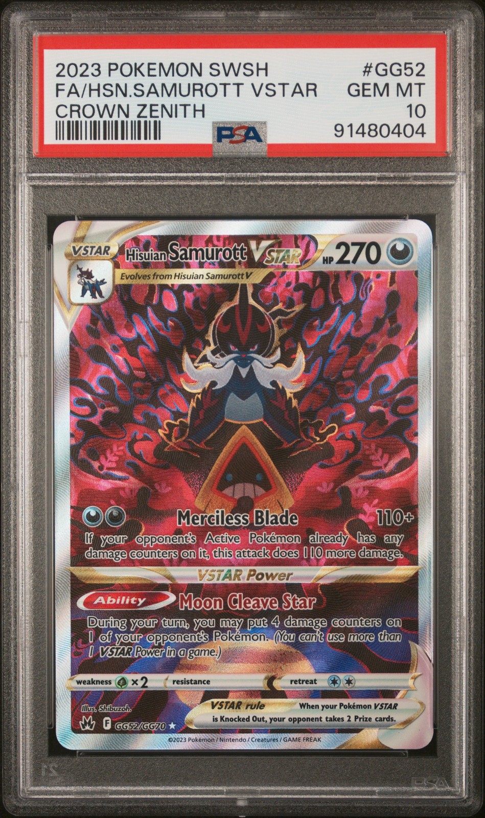 2023 POKEMON SWORD & SHIELD CROWN ZENITH FULL ART/HISUIAN SAMUROTT VSTAR PSA 10