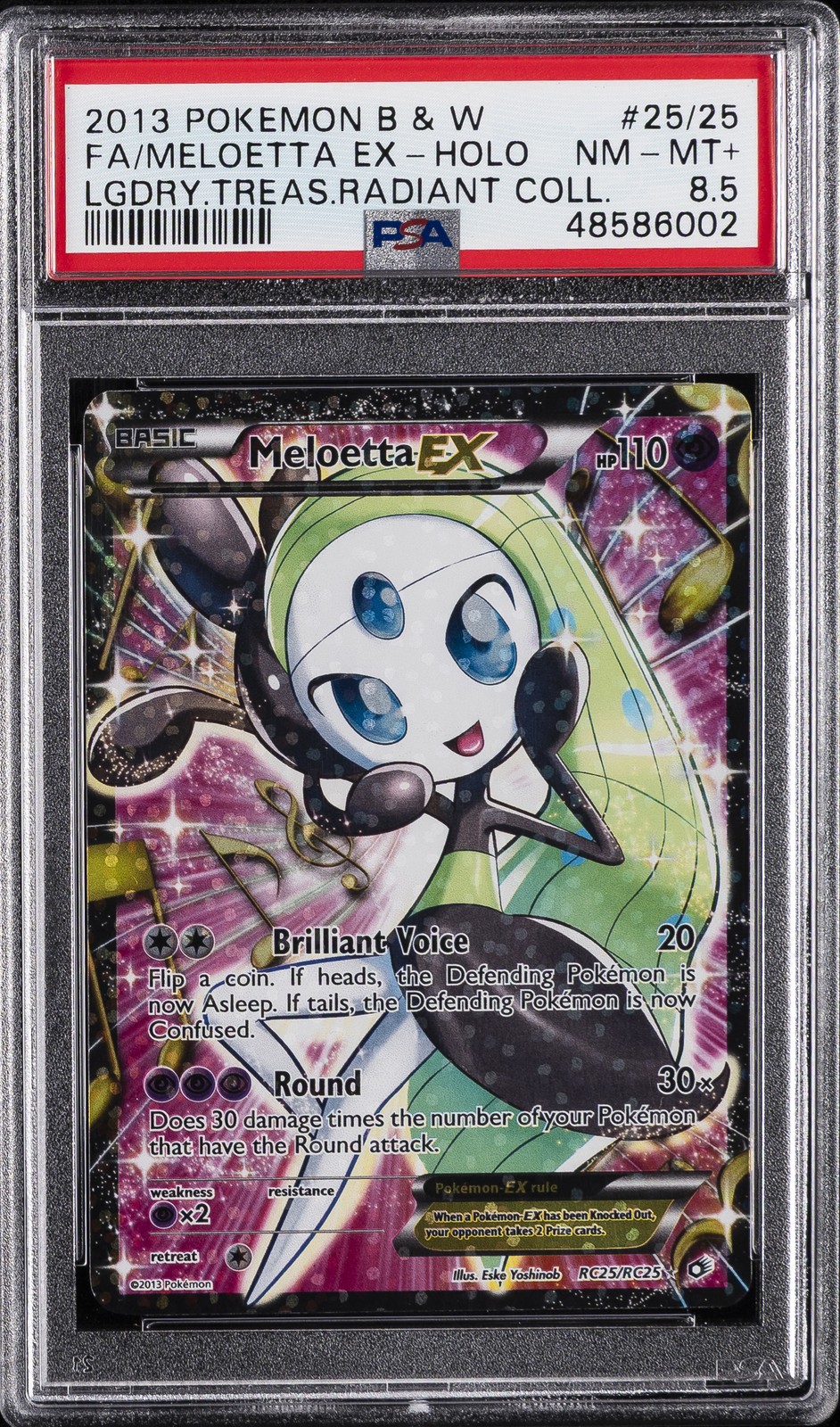 2013 POKEMON B&W LEGEND TREASURES RADIANT COLL FULL ART/MELOETTA EX PSA 8.5