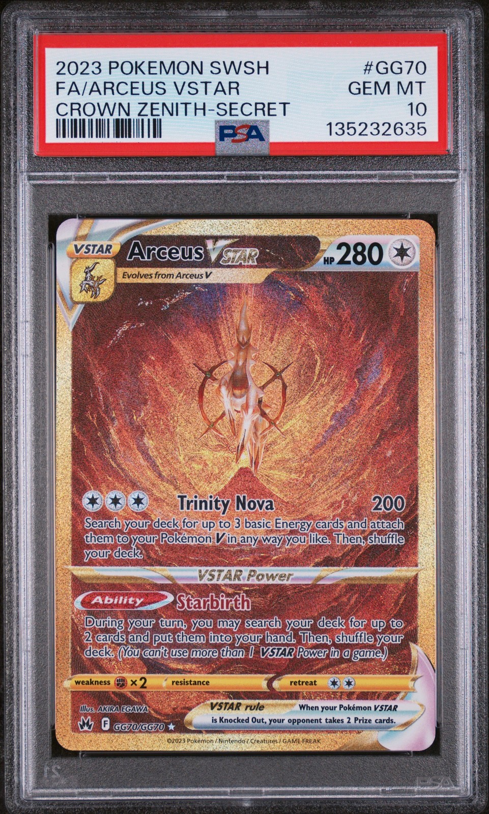 2023 POKEMON SWORD & SHIELD CROWN ZENITH SECRET FULL ART/ARCEUS VSTAR PSA 10