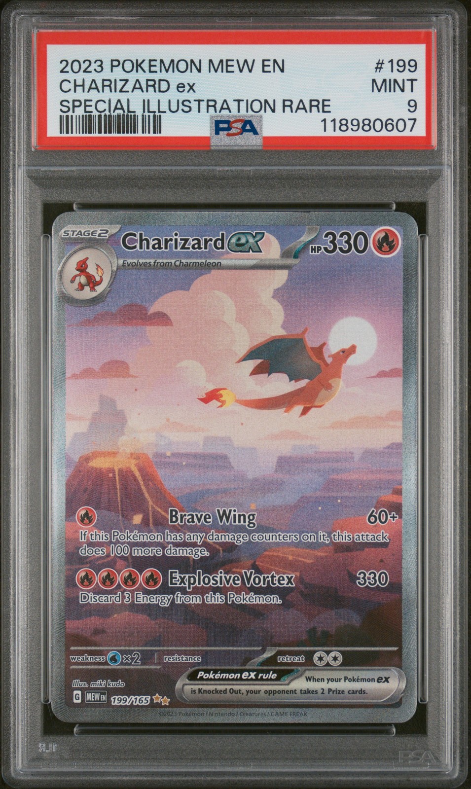 2023 POKEMON MEW EN-151 SPECIAL ILLUSTRATION RARE #199 CHARIZARD EX PSA 9