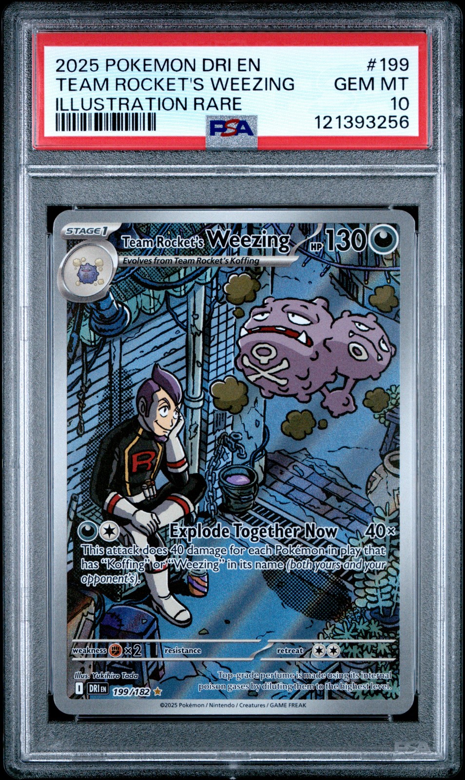 2025 POKEMON DRI EN-DESTINED RIVALS #199 TEAM ROCKET'S WEEZING PSA 10