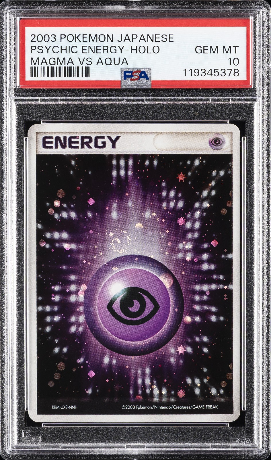 2003 POKEMON JPN MAGMA VS AQUA PSYCHIC ENERGY-HOLO PSA 10