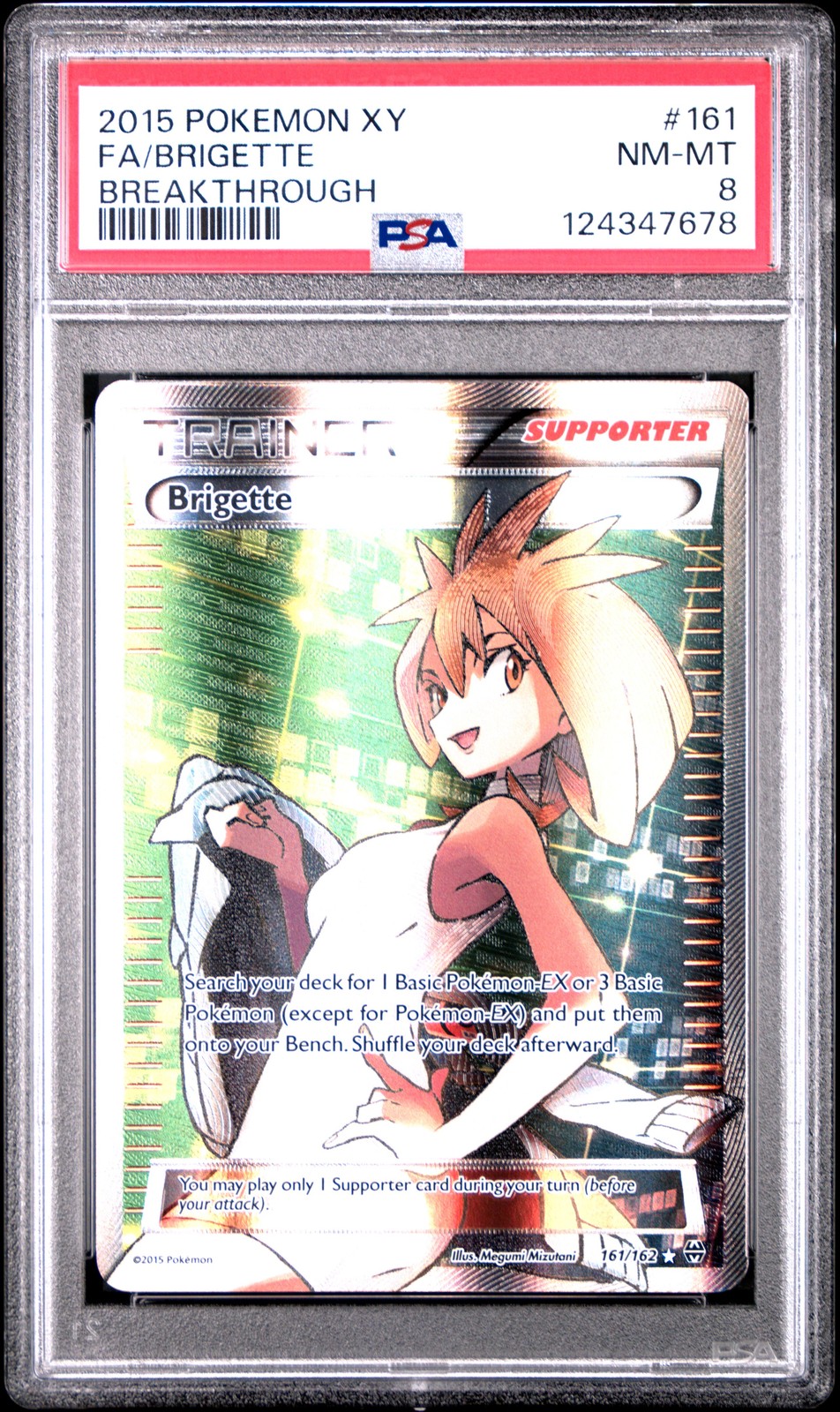 2015 POKEMON XY BREAKTHROUGH #161 FULL ART/BRIGETTE PSA 8
