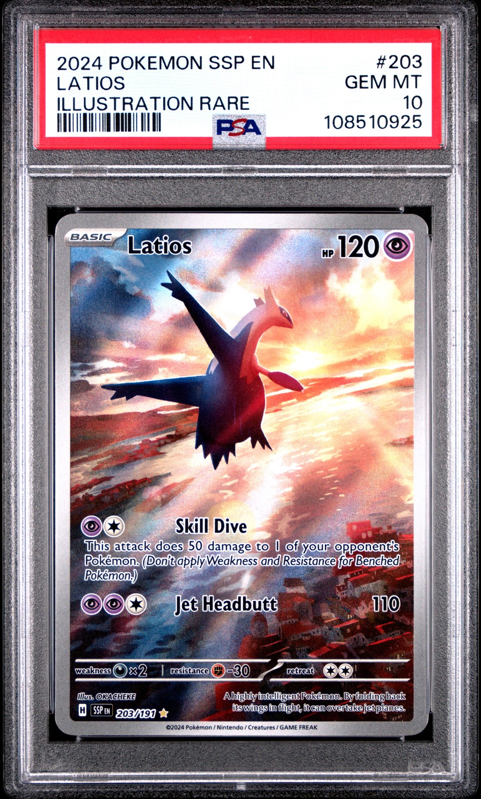 2024 POKEMON SSP EN-SURGING SPARKS ILLUSTRATION RARE #203 LATIOS PSA 10
