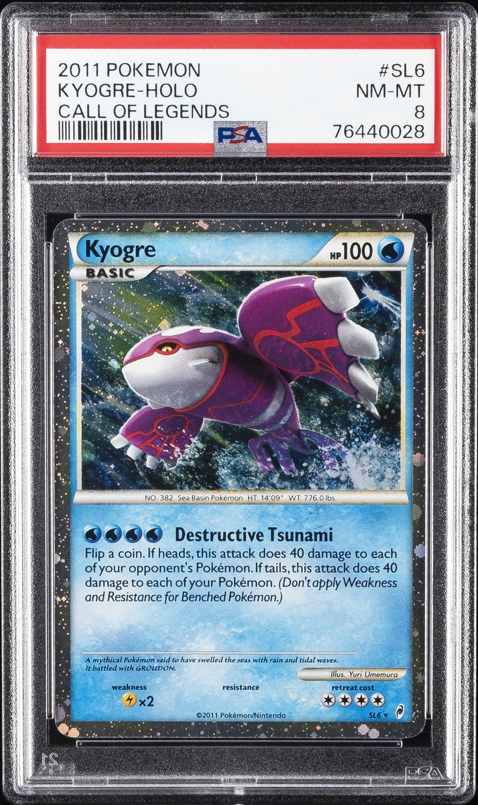 2011 POKEMON CALL OF LEGENDS #SL6 KYOGRE-HOLO PSA 8